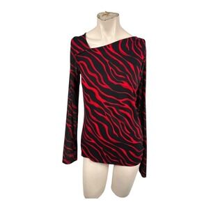 INC International Concepts Red & Black Zebra Print Top (M)